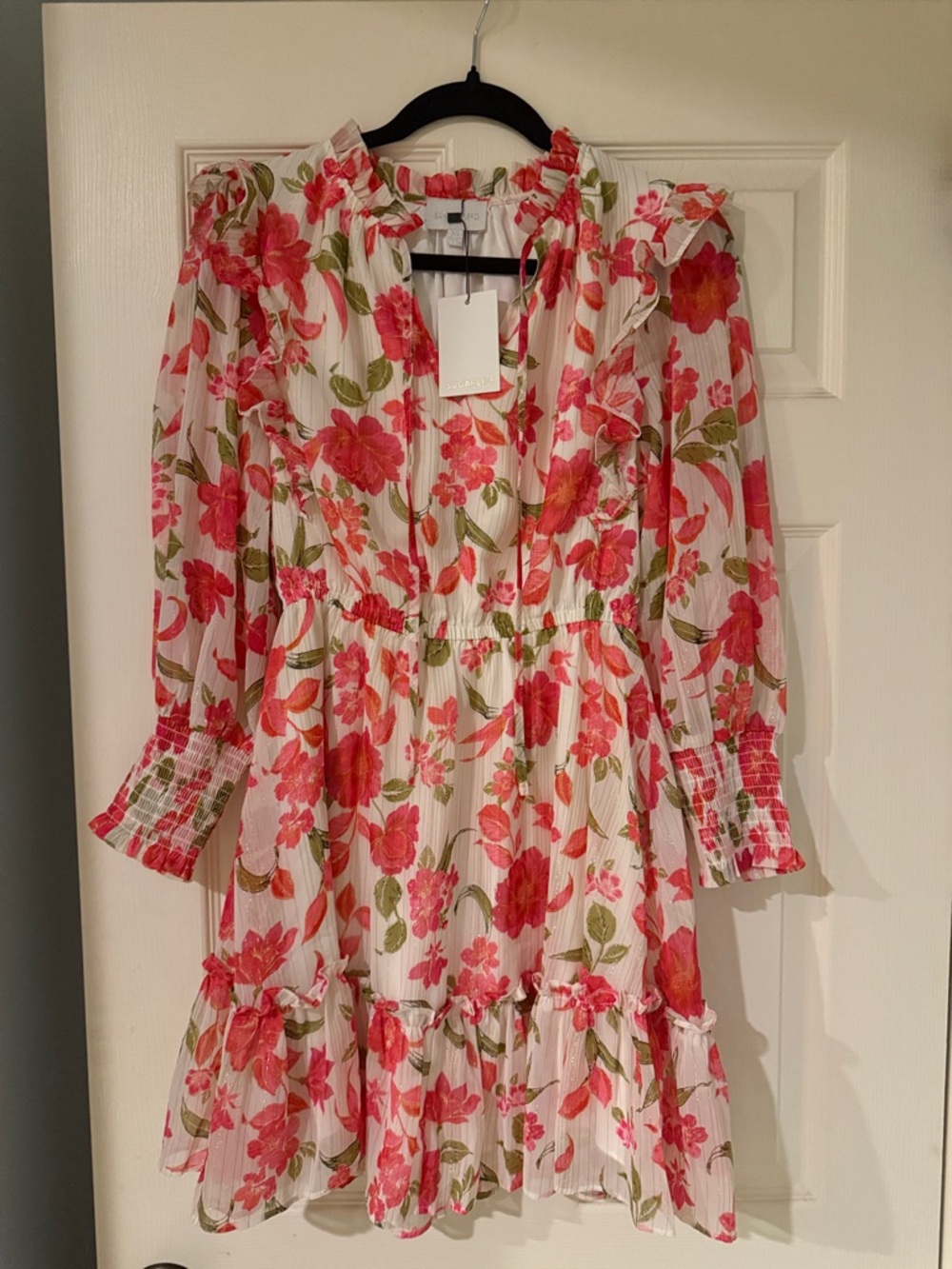 Sugarlips Floral Ruffle Dress - Pink & Green Flowers vacation Prairie whimsical